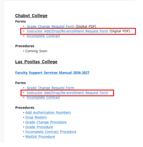 Late Add/Drop Request Forms Late Add/Drop Request Forms