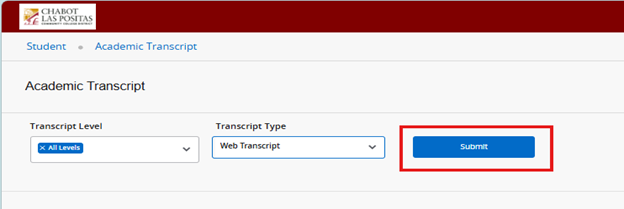 Choose Web Transcript for the Transcript type