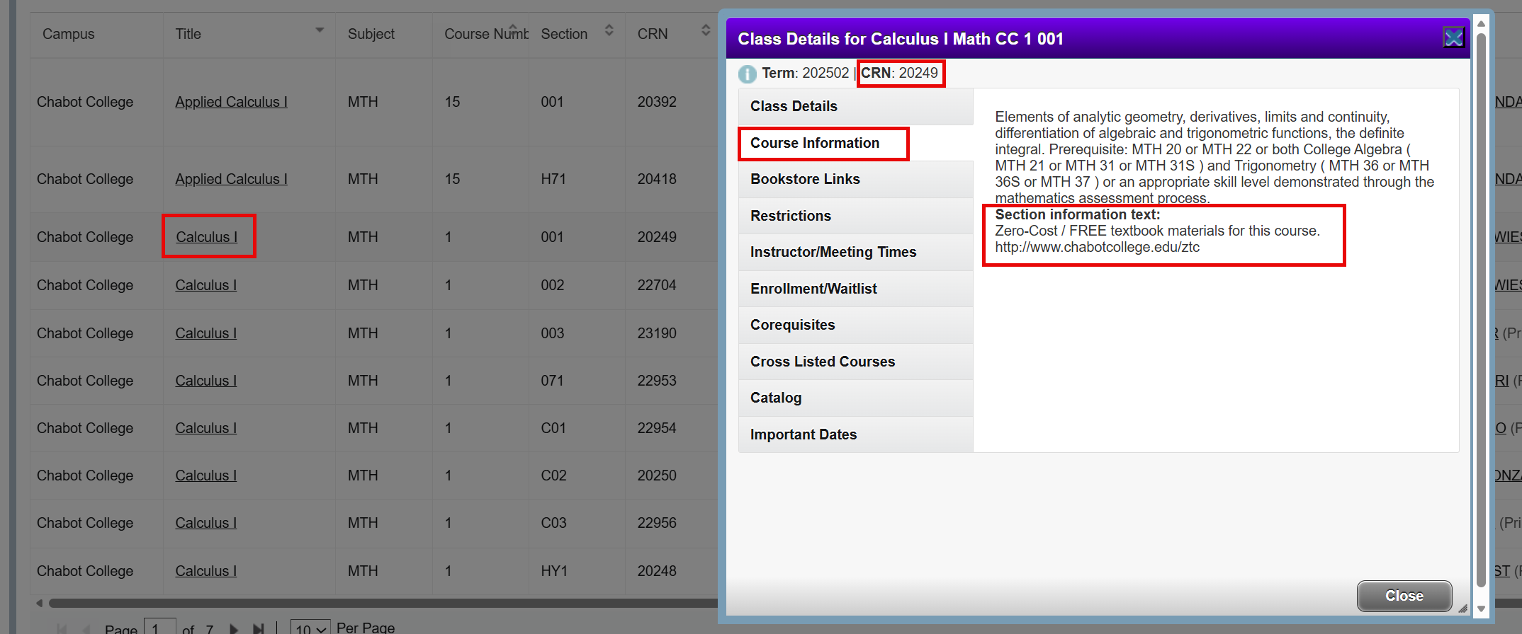 class details Class Details