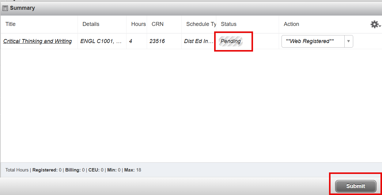 crn pending class crn pending class