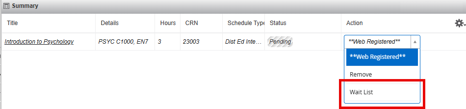 Waitlist Option