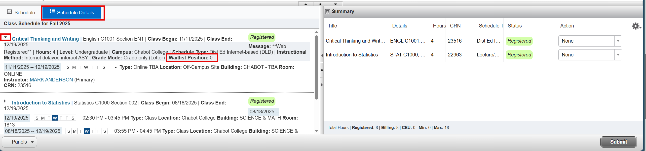 waitlist position Waitlist Position